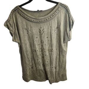 Miss Me Braided Green Studded Top Size Small